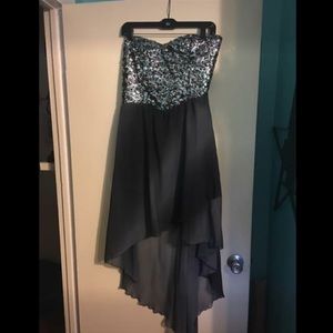 Black sparkly high low dress